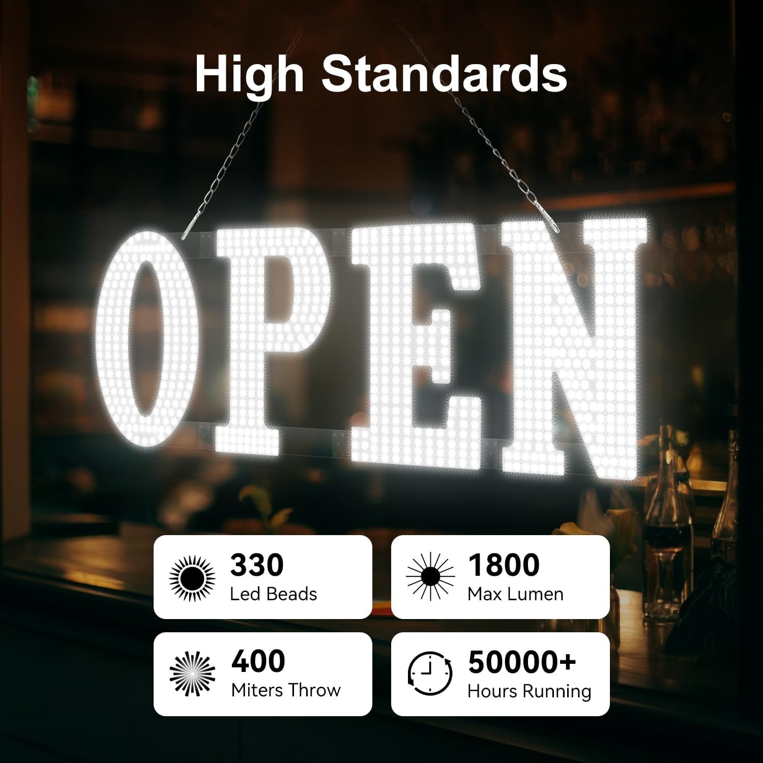 30″x10″ Large LED Open Signs for Buisness Super Bright Remote Control Hang Sign