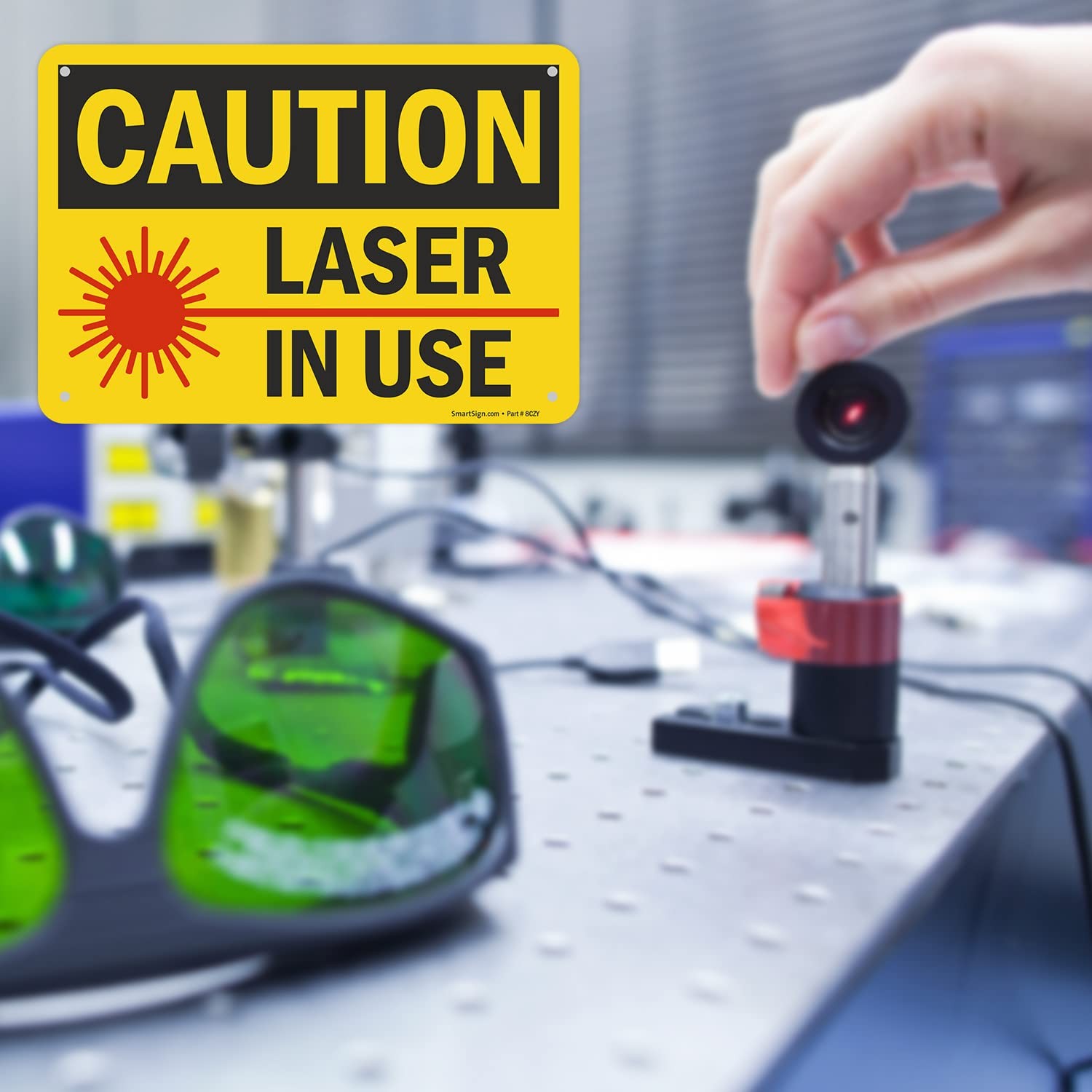 7×10 Inch Caution Laser In Use Sign Plastic Warning Safety Display Board
