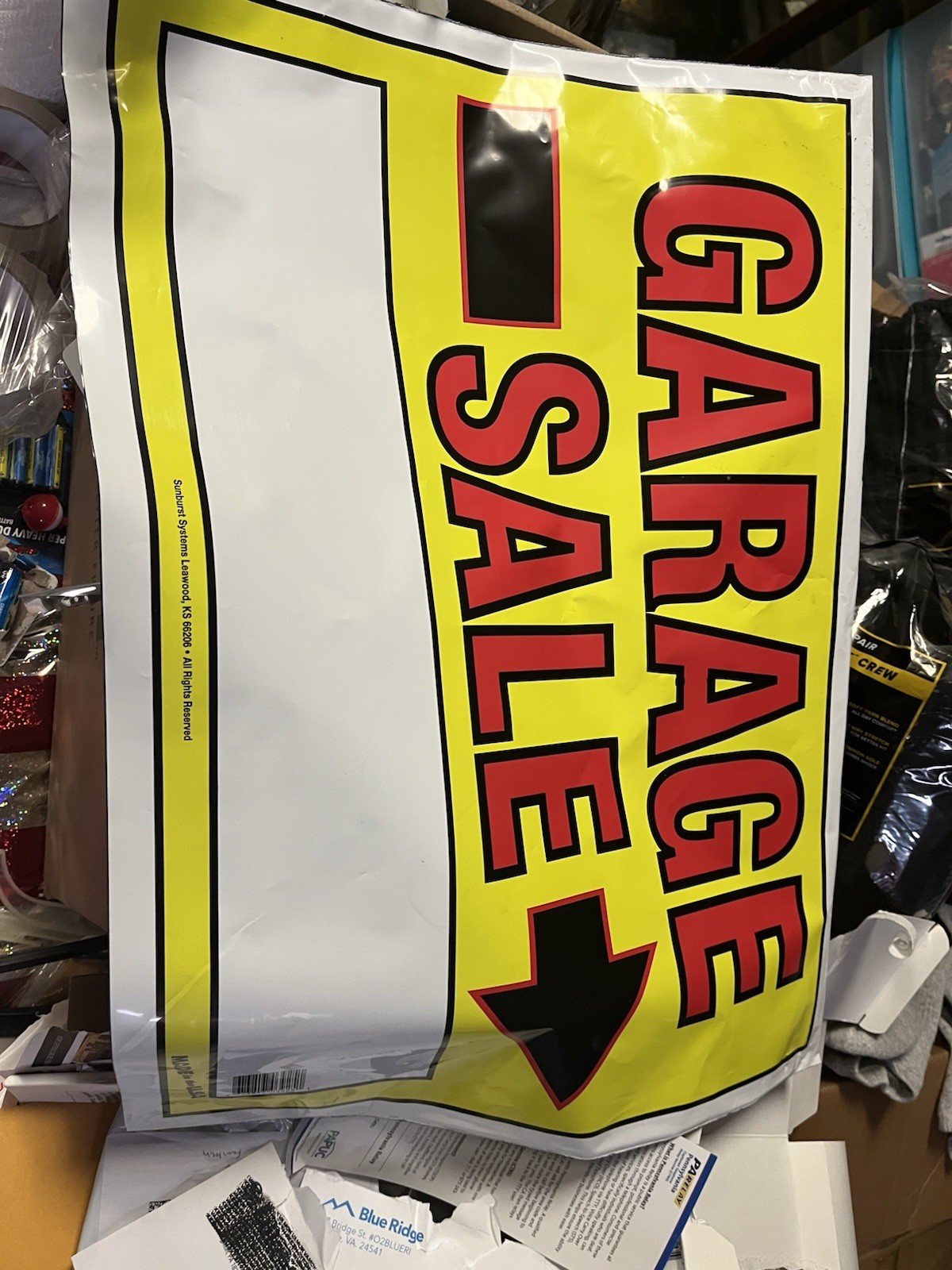 GARAGE SALE SIGN 22” X 16” Double Sided Red, YELLOW, BLACK, WHITE NEW