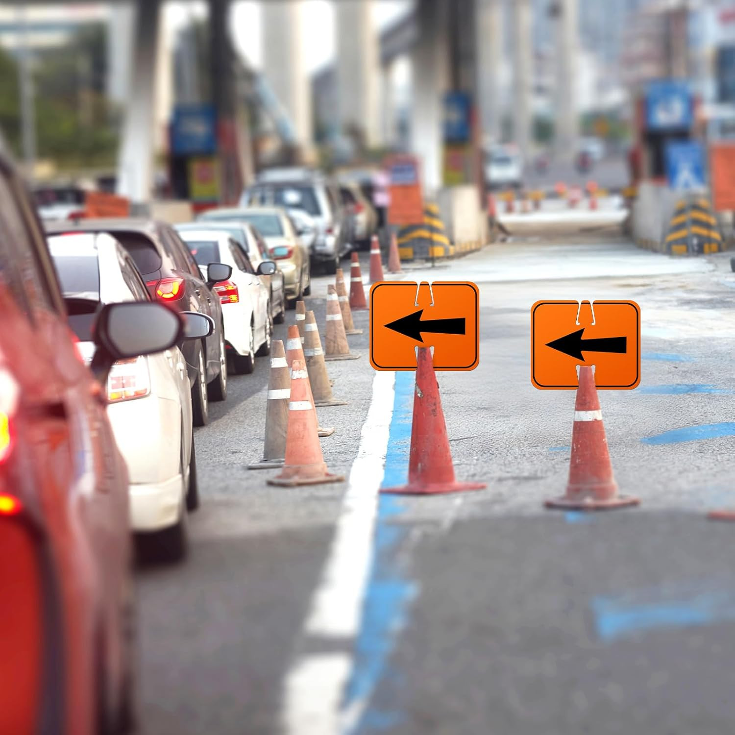 3 Pcs Traffic Reversible Arrow Signs 12.6 x 10.4 Inch Orange Detour Signs Cone T