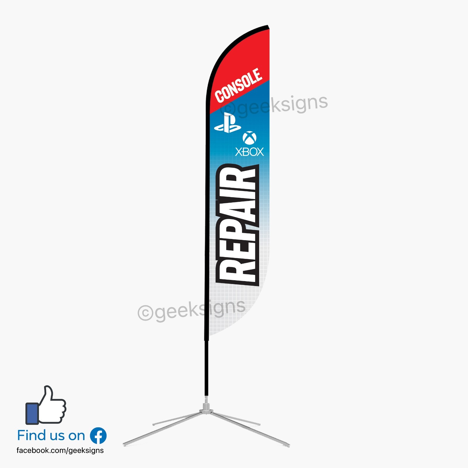Console Gaming Repair PS5 XBox Swooper Flutter Feather Advertising Flag Pole