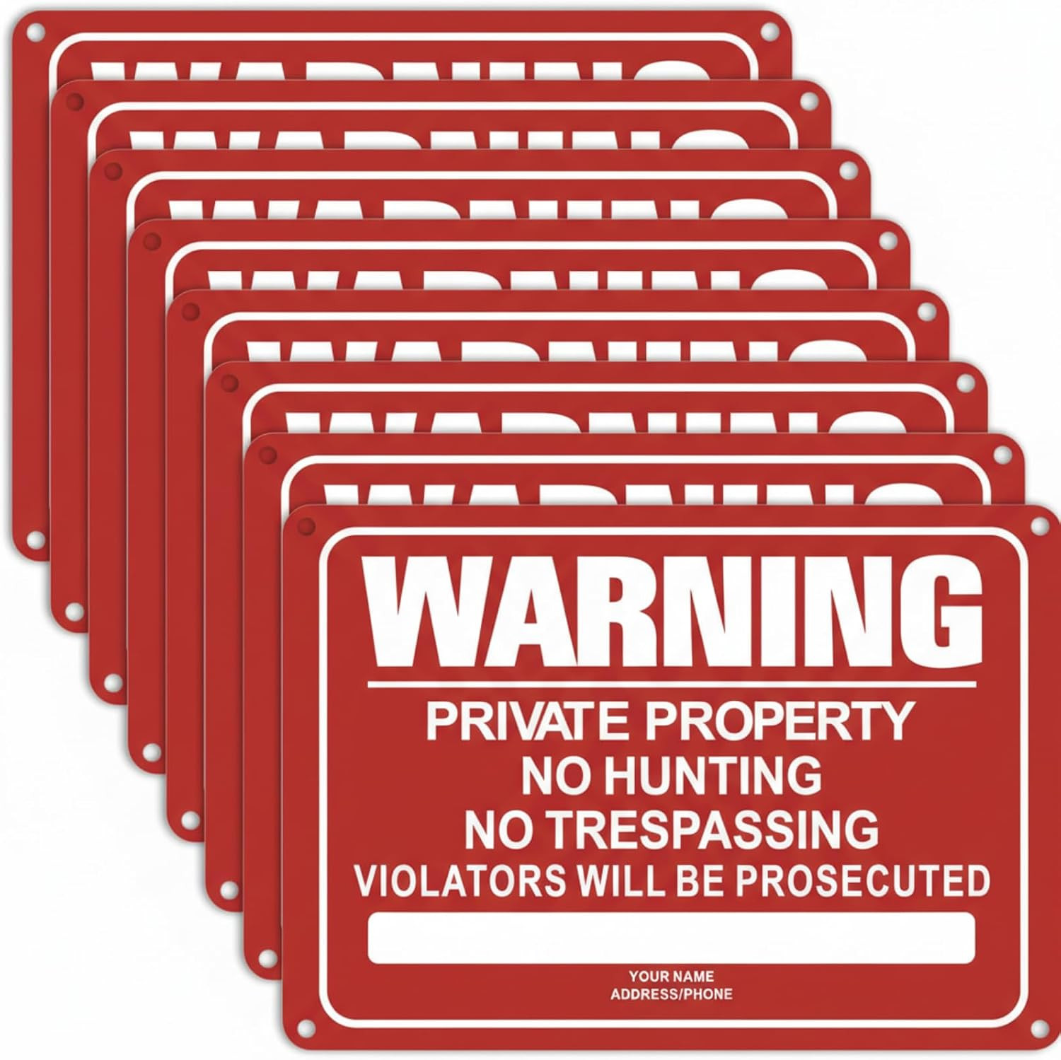 8 Pcs No Trespassing Signs 10×7 Reflective Aluminum Private Property Red