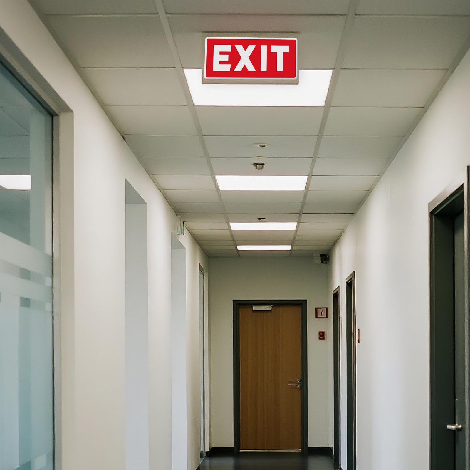 Exit Sign Stickers Red – 2 Pack 10×4 Inch –Vinyl, Laminated for UV, Weather &…