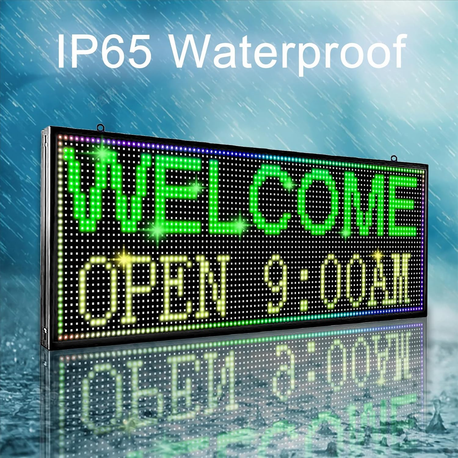 P10 Programmable Outdoor LED Sign, 39X14 Inch Wifi-Controlled Full Color Scrolli