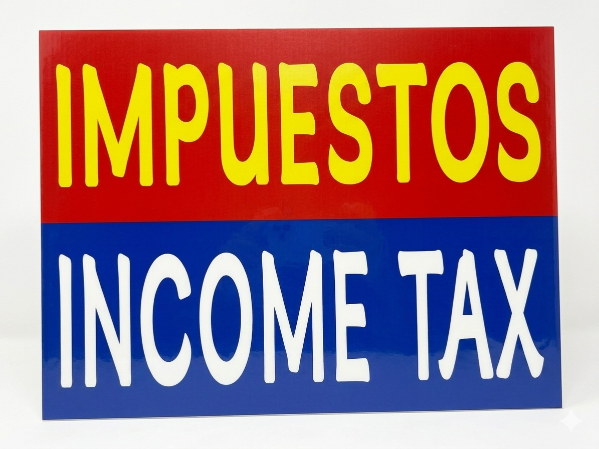 14inx17in Hillsuren 6 set Income tax, Banner sign for outdoor.