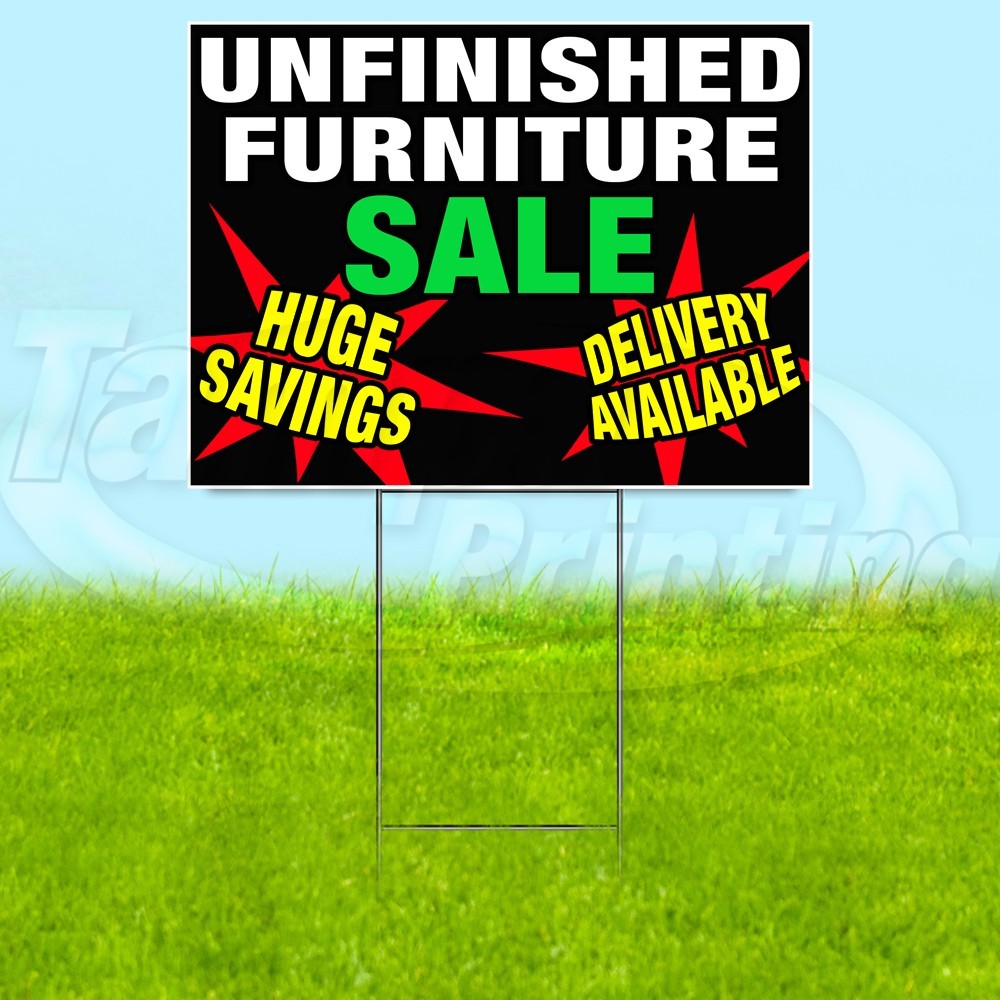 UNFINISHED FURNITURE 18×24 Yard Sign Plastic Corrugated WITH STAKE USA YS08073