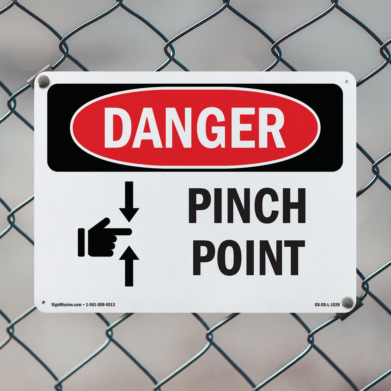 Pinch Point OSHA Danger Sign Metal, Plastic, Or Decal – 5 or 10 Pack