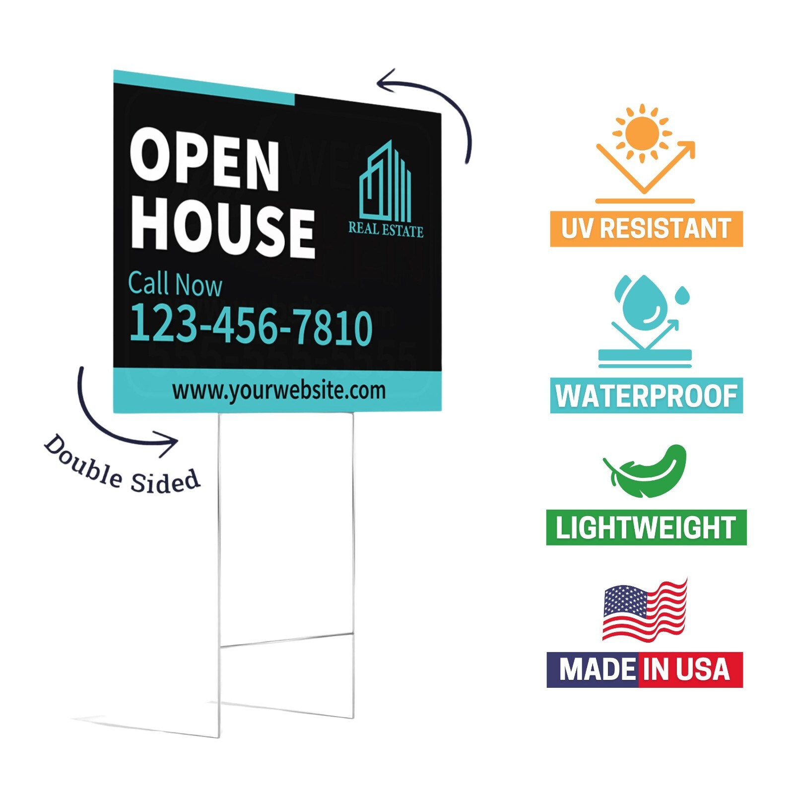 Custom Yard Signs with Stake – Personalized Blank Corrugated Lawn Sign 18×24