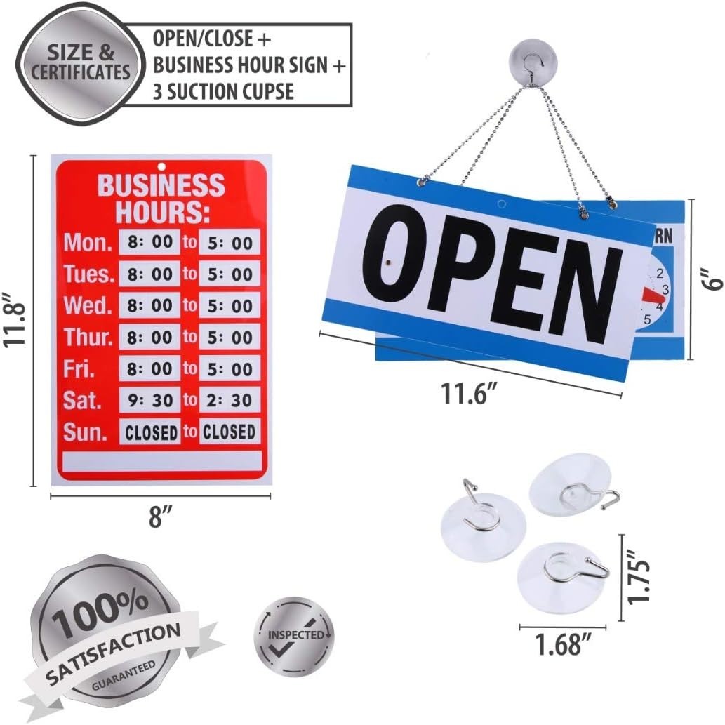 Bright and Customizable Business Hour Signs – Perfect for All Establishments