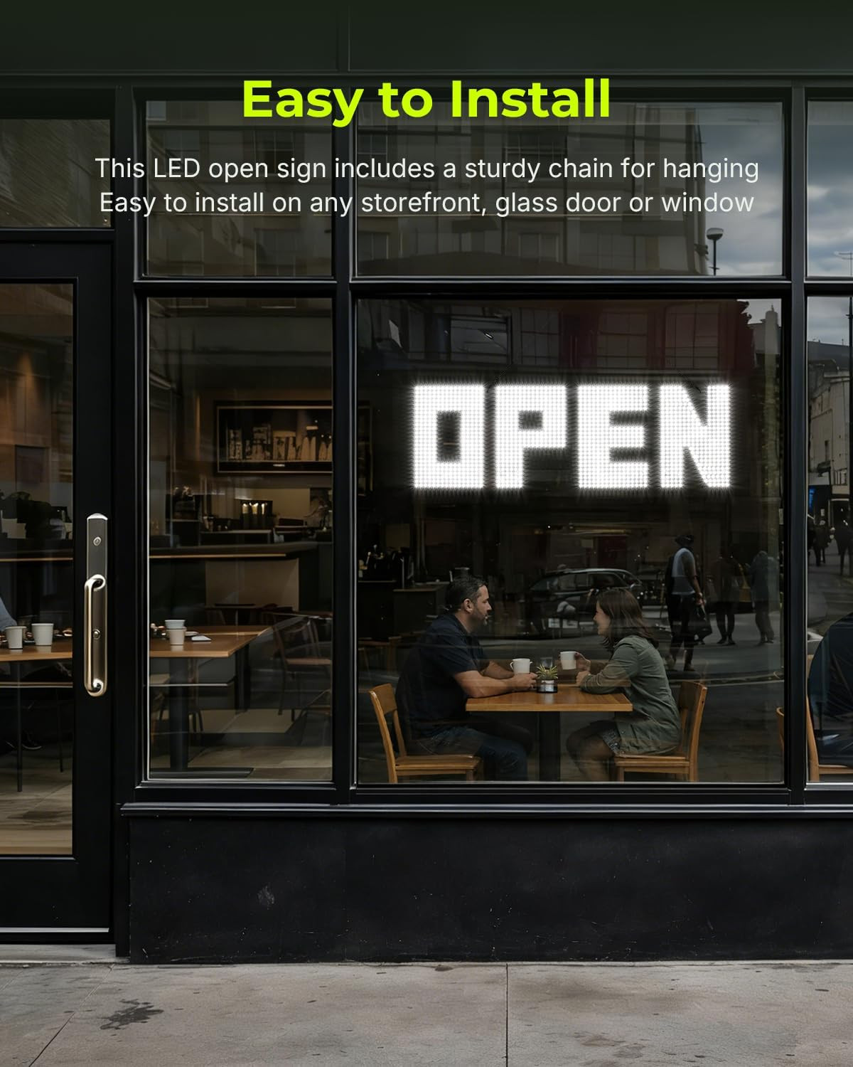 Large 43″x14″ Dimmable LED Open Sign for Retail Shops & Cafes