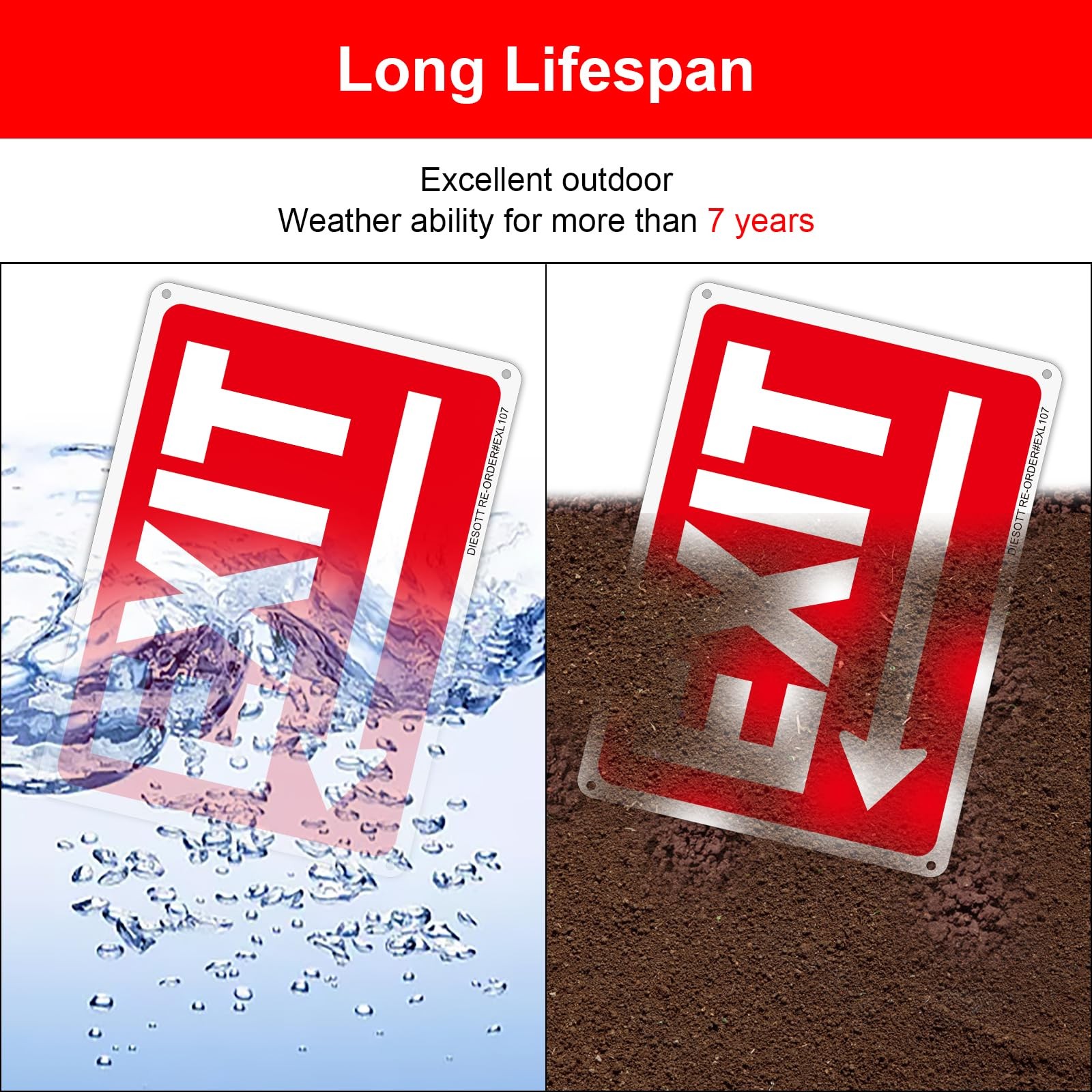Exit Signs 2 Pack 10×7 Inch Aluminum Left Arrow Outdoor Indoor Weatherproof