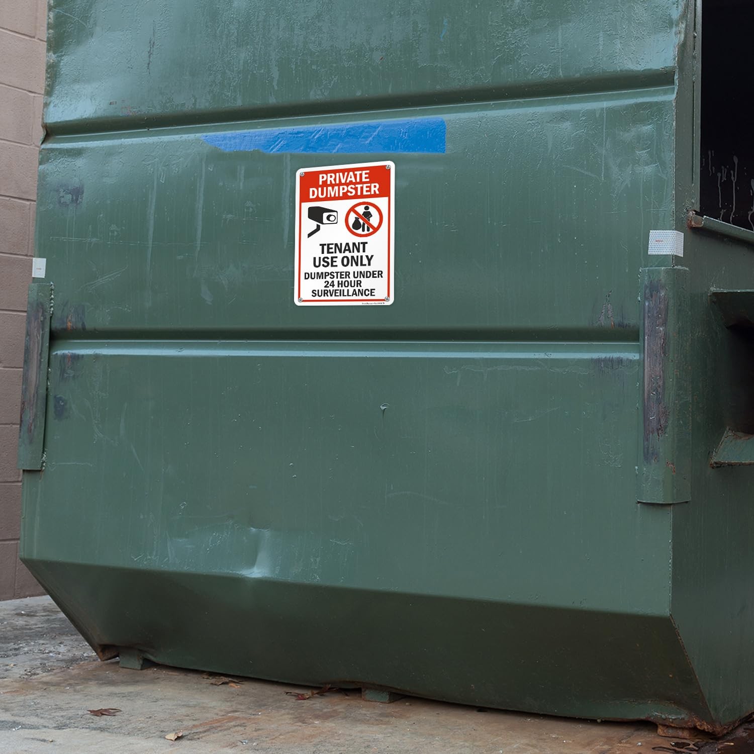 12×18 Inch Private Dumpster Tenant Use Only 24 Hour Surveillance Sign Aluminum