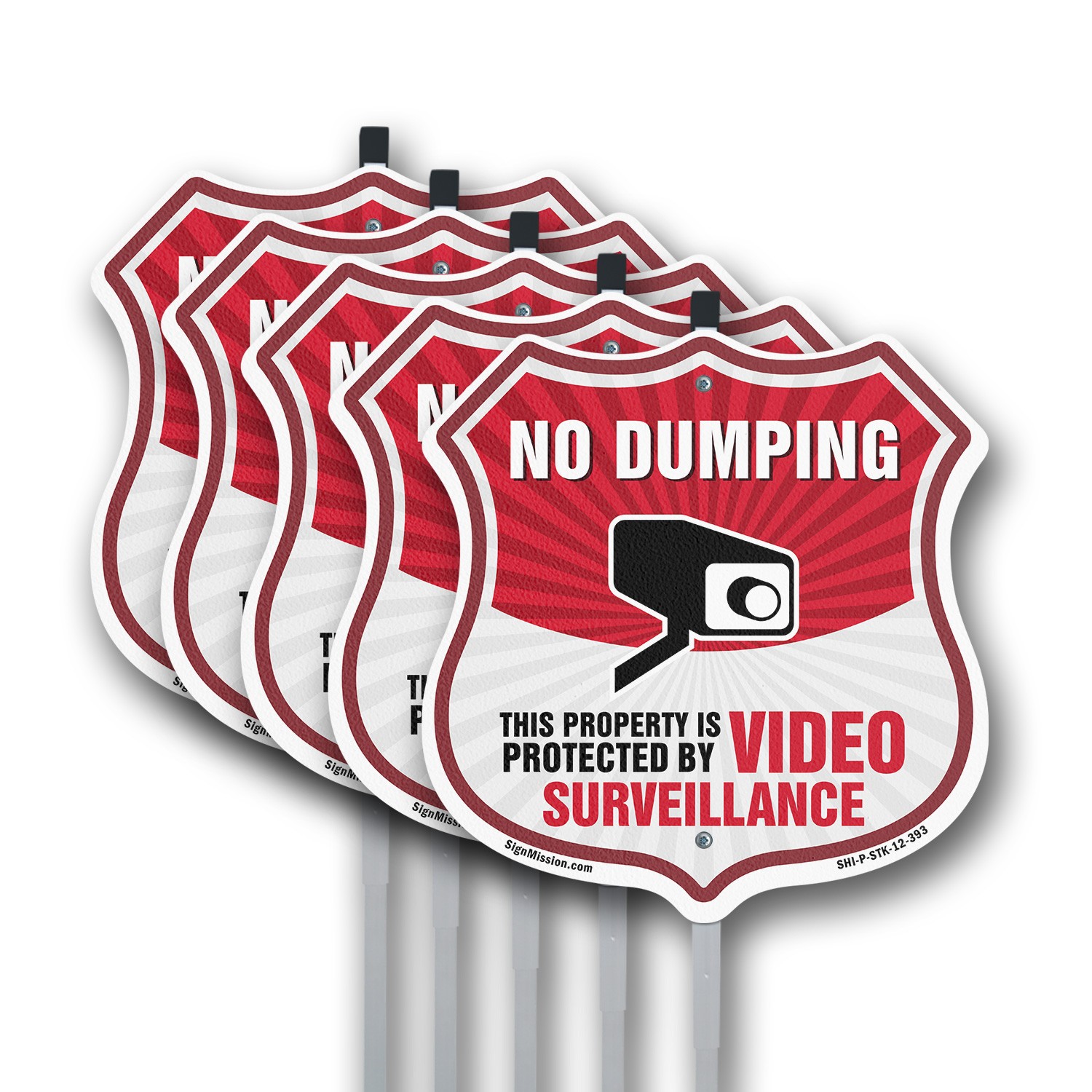 No Dumping Shield Sign This Property Is Protected By Vid Shield Sign With Stake