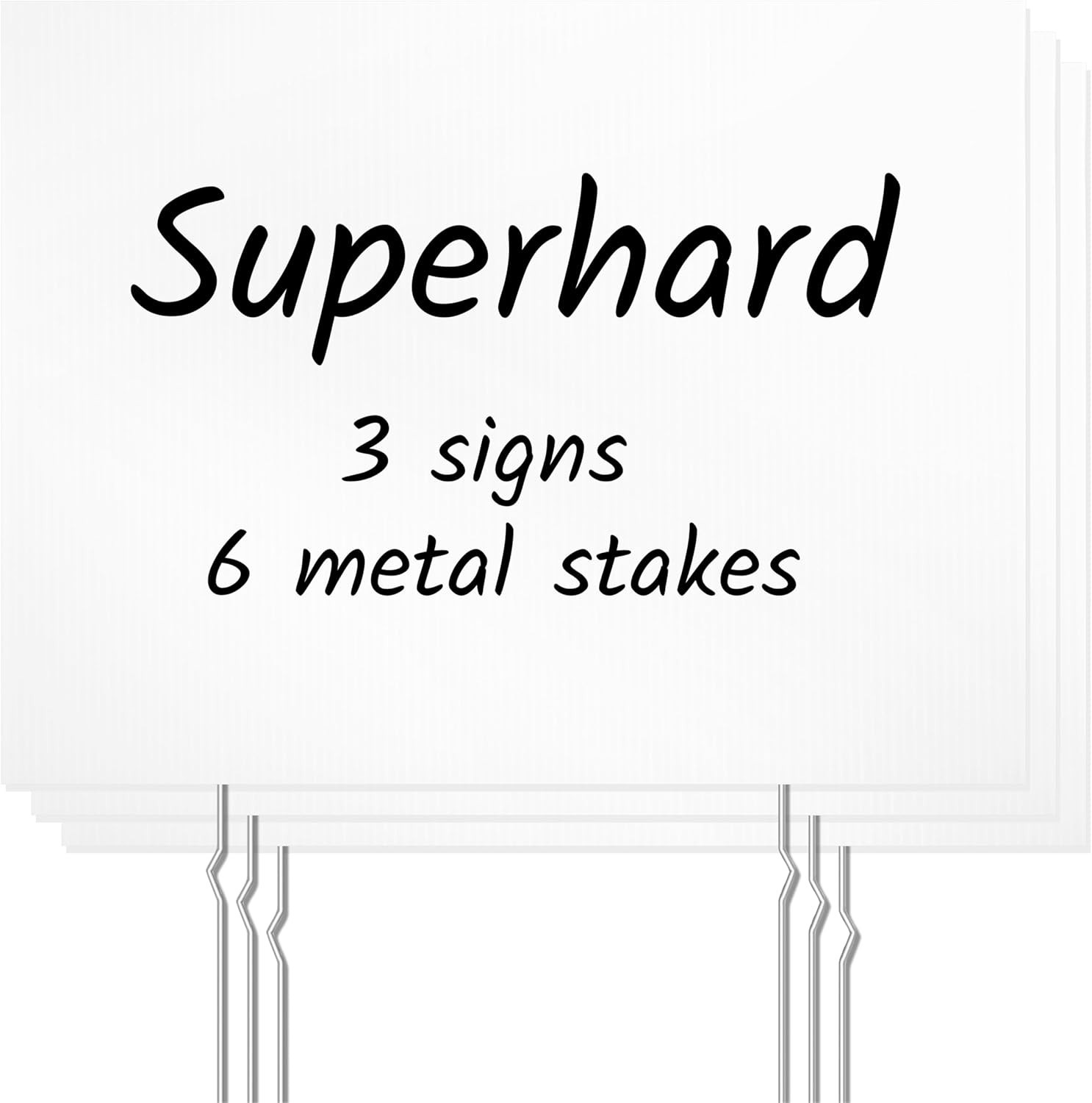 Customizable Blank Yard Signs 3 Pack, Durable Plastic Outdoor Boards w/ Stakes