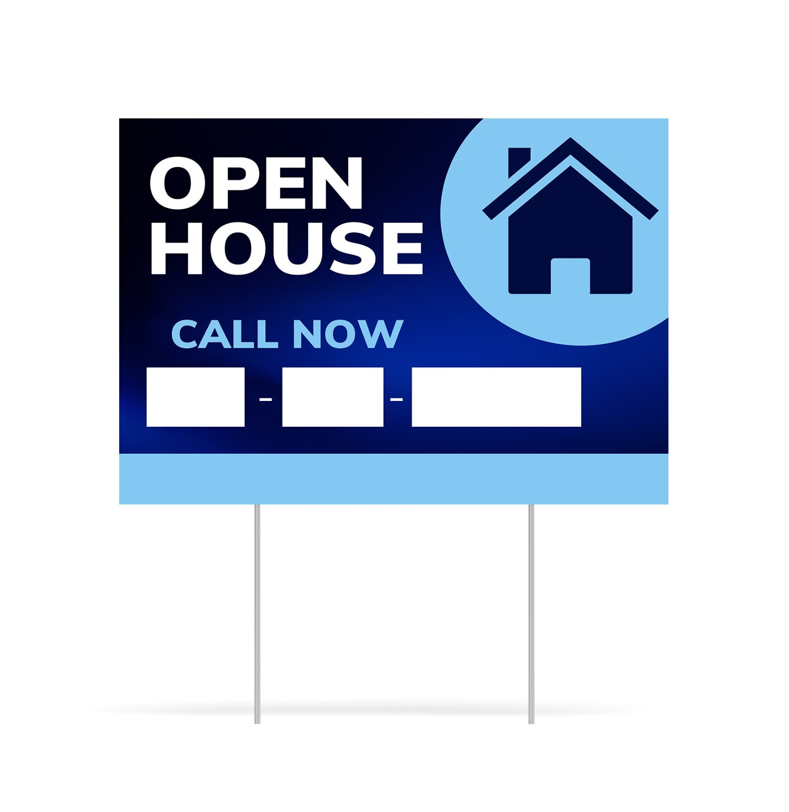 Yard Signs-“Open House” Yard Signs-FREE STAKES- 12″x18″- 18″x24″ – 24″x36″