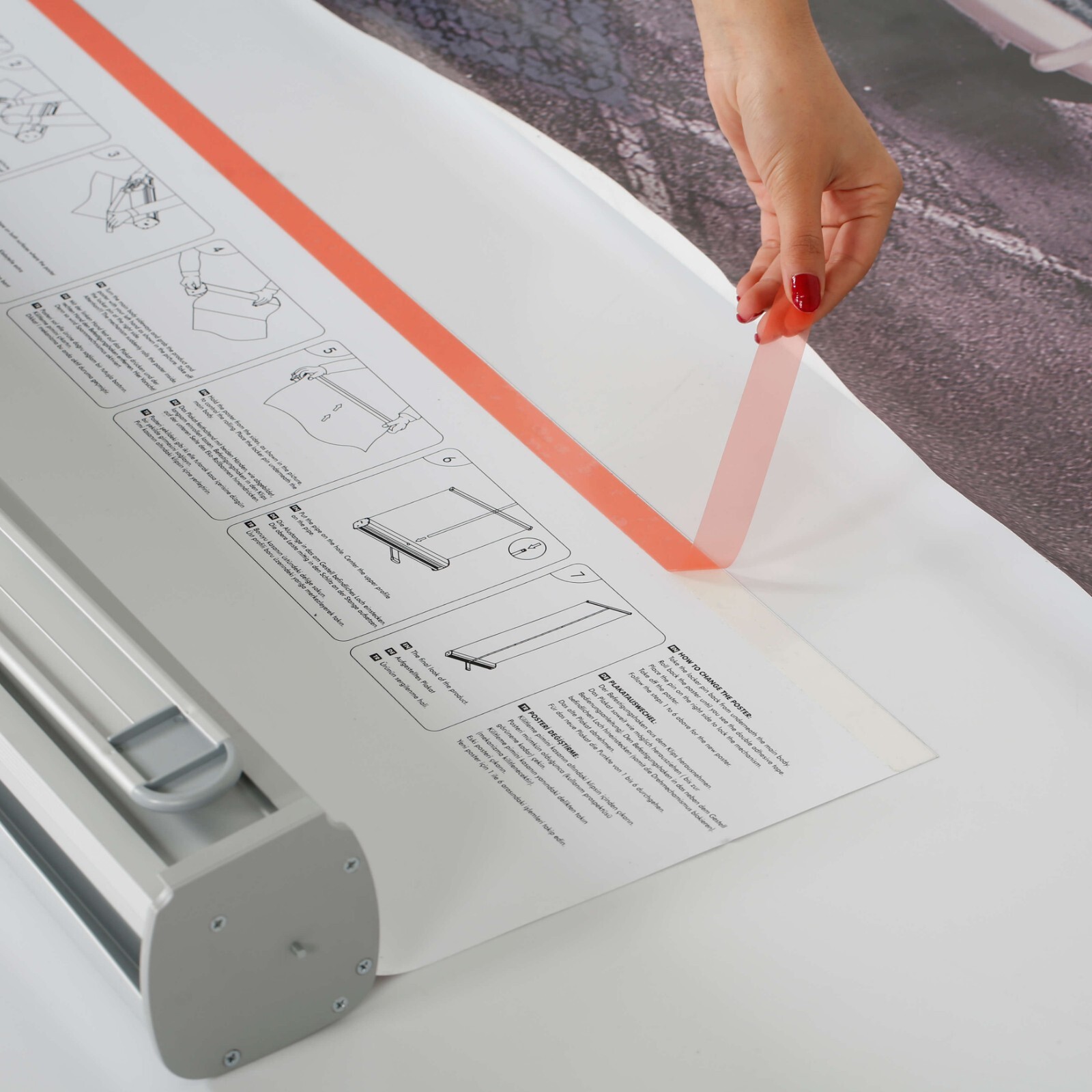 Retractable Banner Stand- Floor Standing Eco Roll Banner Holder Silver Aluminum