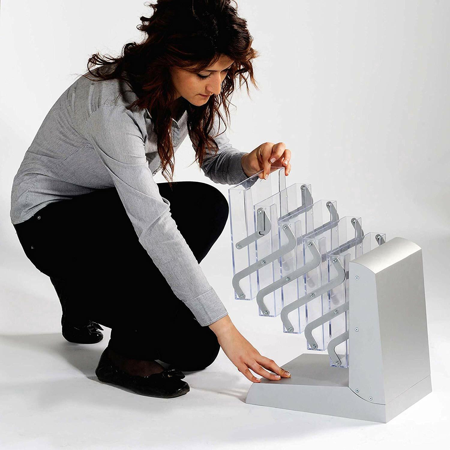 8.5×11.5, Pocket Literature Floor Zig Zag Folding Display Stand, Adjustable