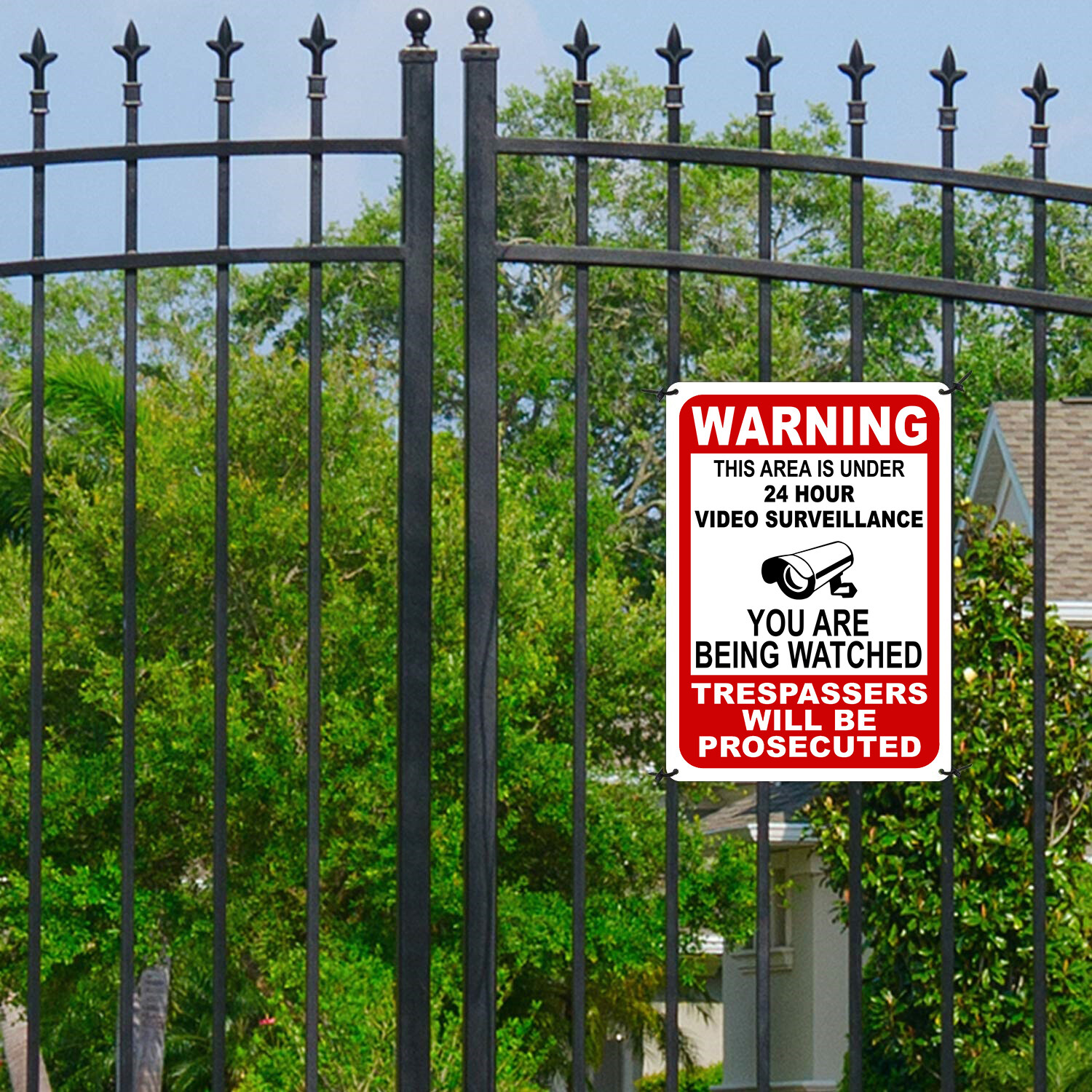 Warning Under 24 Hour Video Surveillance Sign Home Yard Security cctv WATCH 7×11