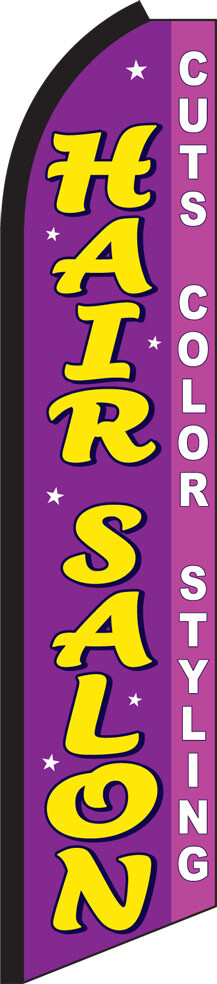 Hair Salon 15′ Tall Swooper Flag & Pole Kit Feather Super Bow Banner