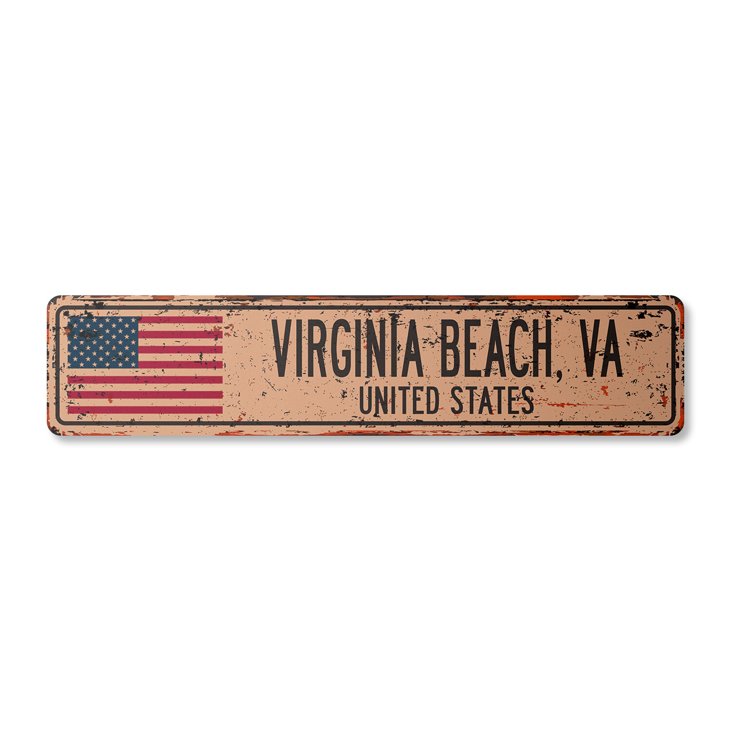 VIRGINIA BEACH VA UNITED STATES Vintage Street Sign American flag city country