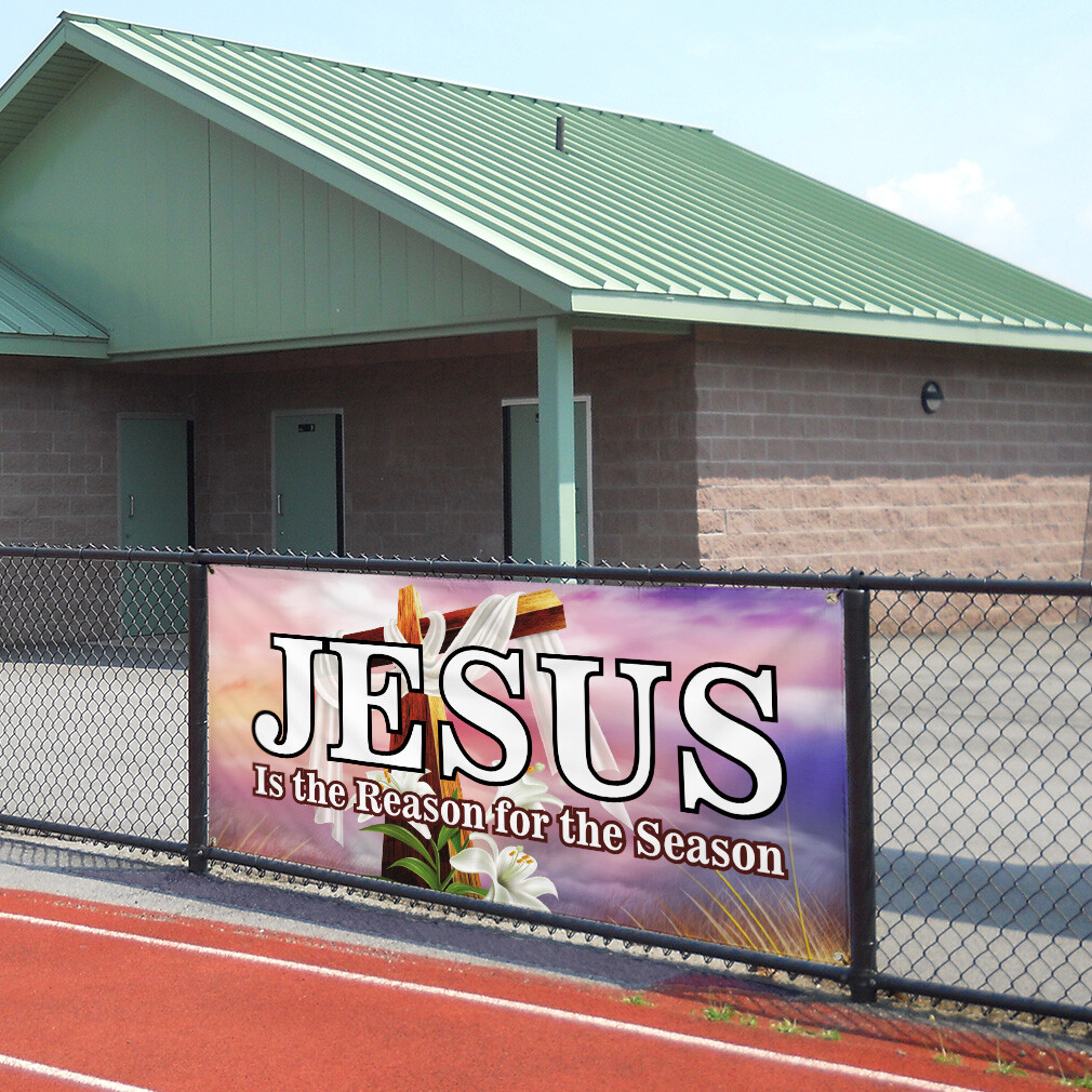 Vinyl Banner Multiple Sizes Jesus Is The Reason for The Season Business A