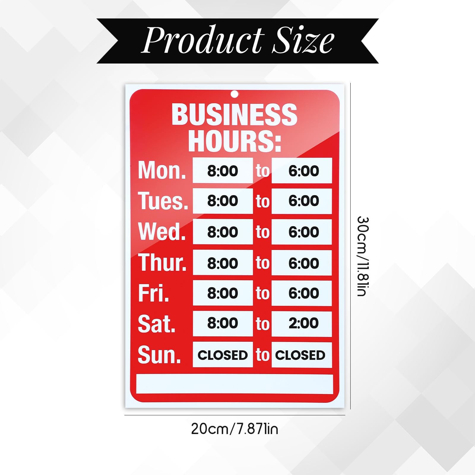 2 Pcs Business Hours Sign, Open Signs for (11.81 x 7.87) inches, red