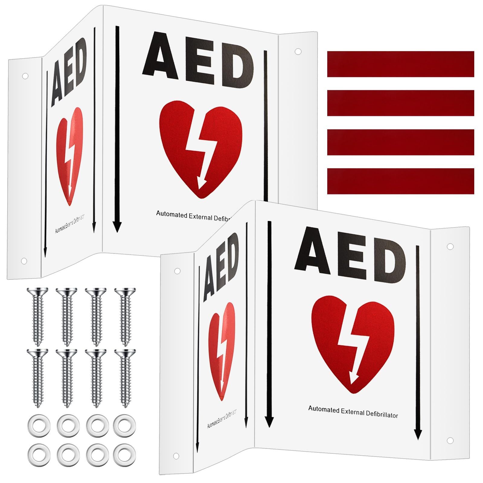 2-Set 5×6″ AED Projection Sign with Graphic Portable Aluminum Cabinet Sign