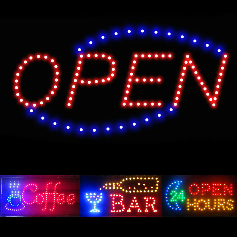 LED Bright Neon Light OPEN Business Signs Animated Motion w/ ON/OFF Store