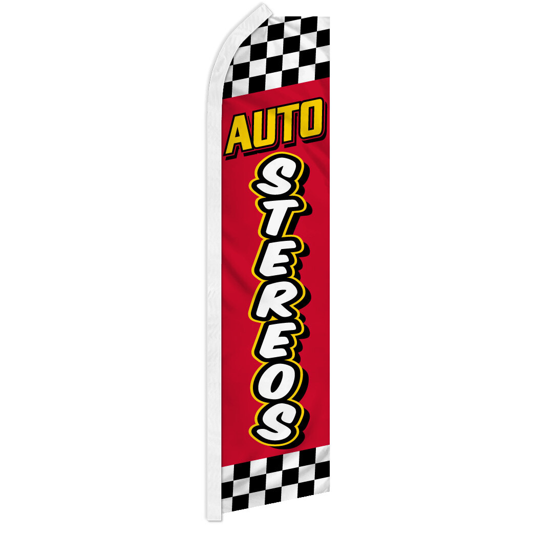 Auto Stereos Advertising Swooper Feather Flag Car Sound System RED