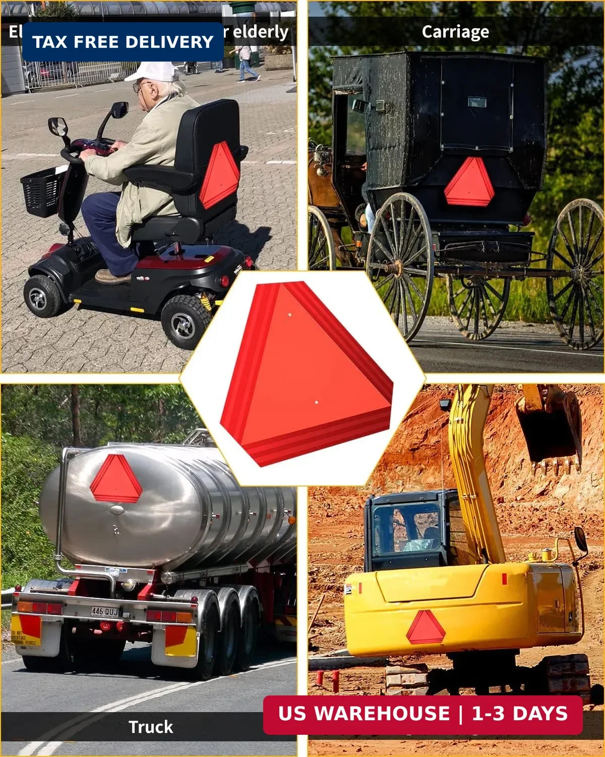Slow Moving Vehicle Triangle Sign for Golf Cart, UTV/ATV/RTV, Tractor & Farm Equ