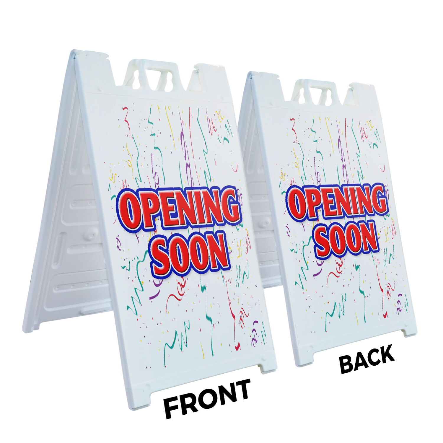 A-frame Sidewalk Opening Soon 24″ x 36″ Double Sided A-Frame Sidewalk Sign
