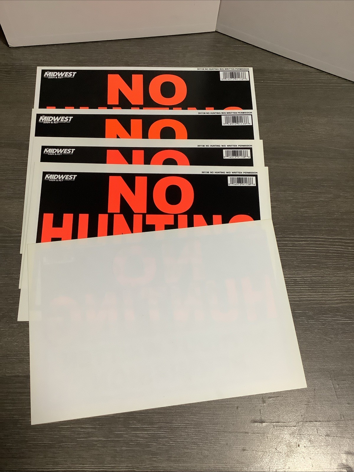 NO HUNTING Without Written Permission Signs 8″x12″ Lot Of 5 NOS