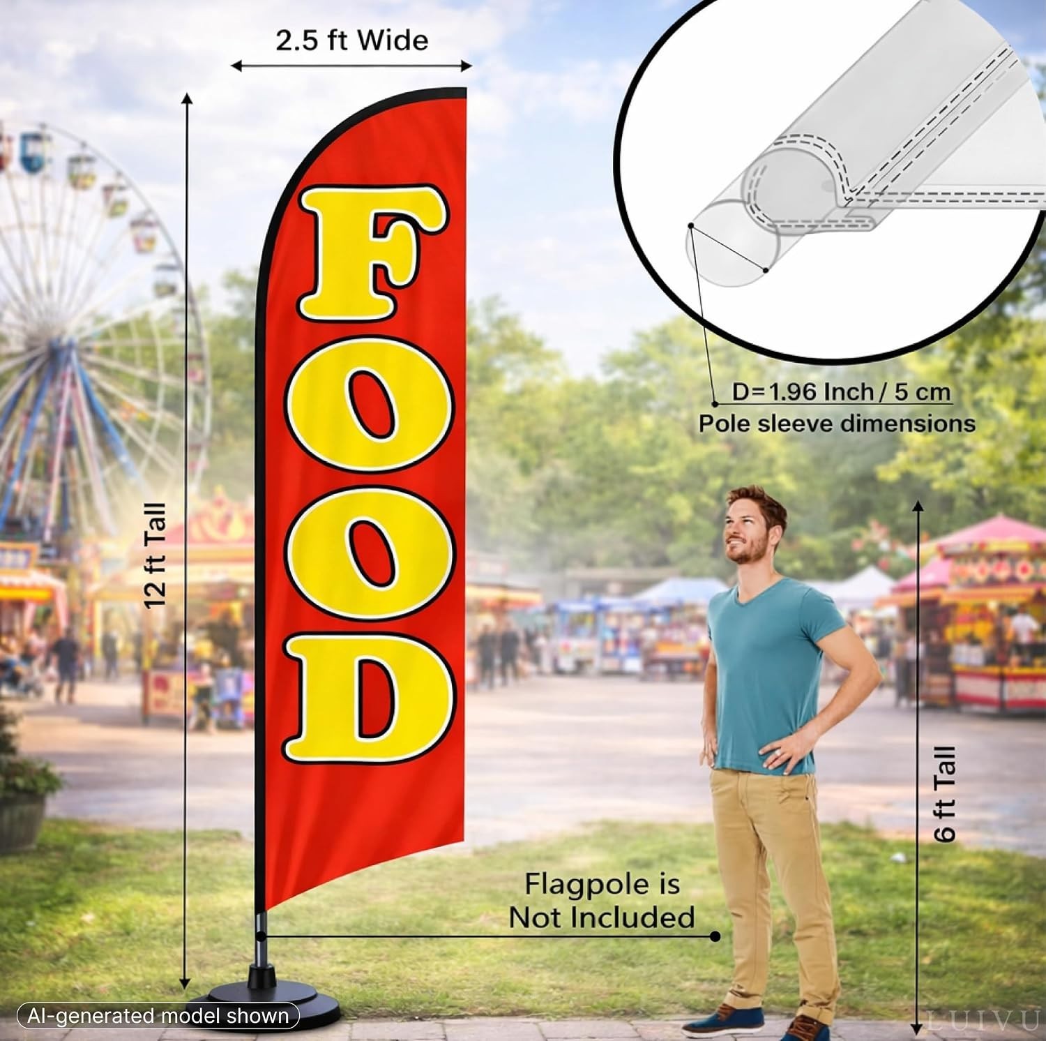 Celebrate with 12×2.5 ft Food Feather Flags – Ideal for Shops & Food Festivals