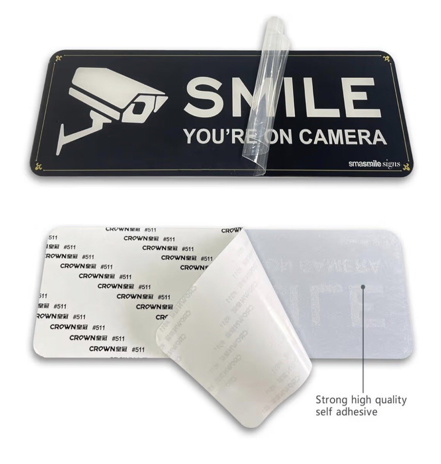 Smile Your on Camera Signs 4 Pack 9″ X 3.1″ Acrylic Camera Signs NEW!
