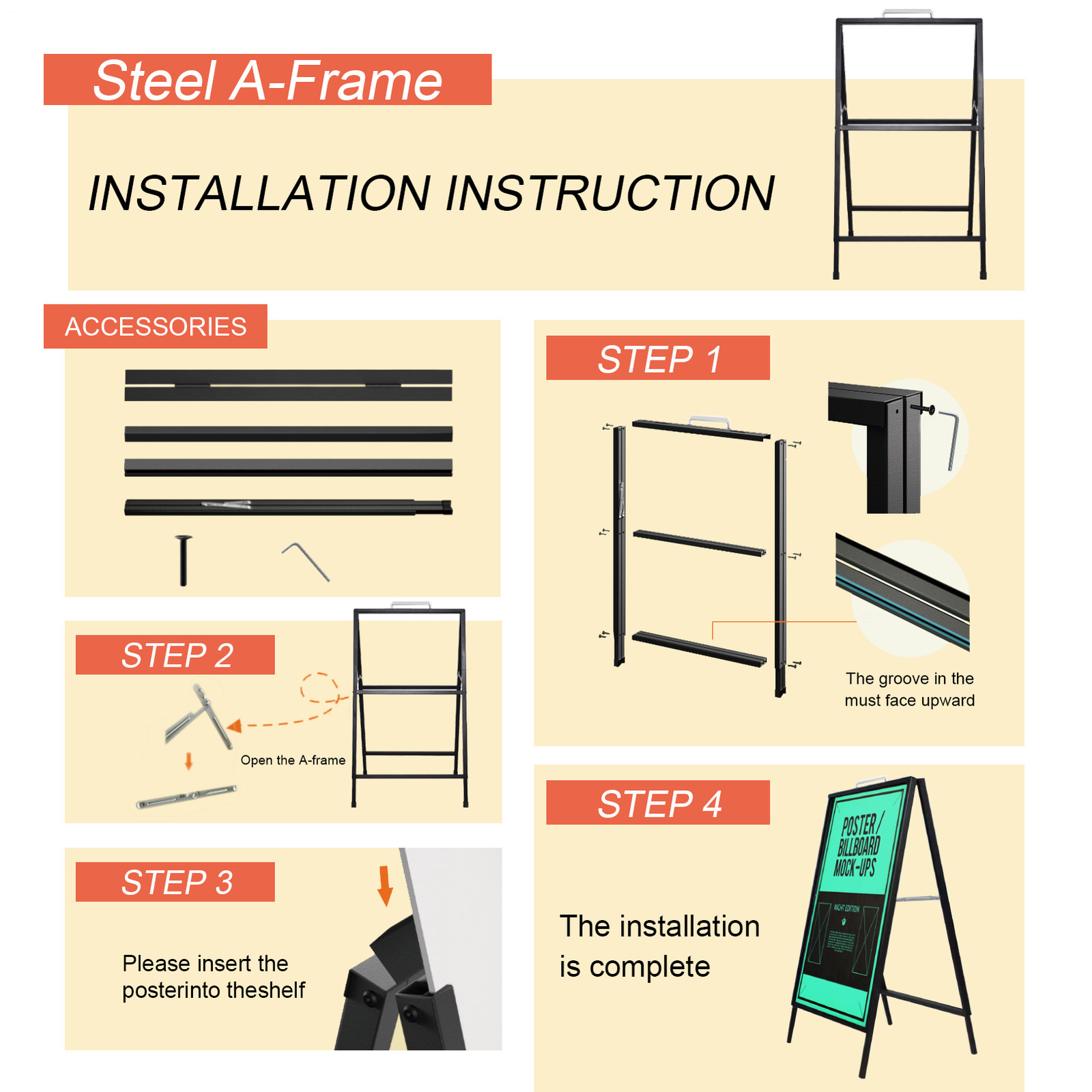 A Frame Sidewalk Sign, Heavy Duty Sandwich Board Signs 24×36 in