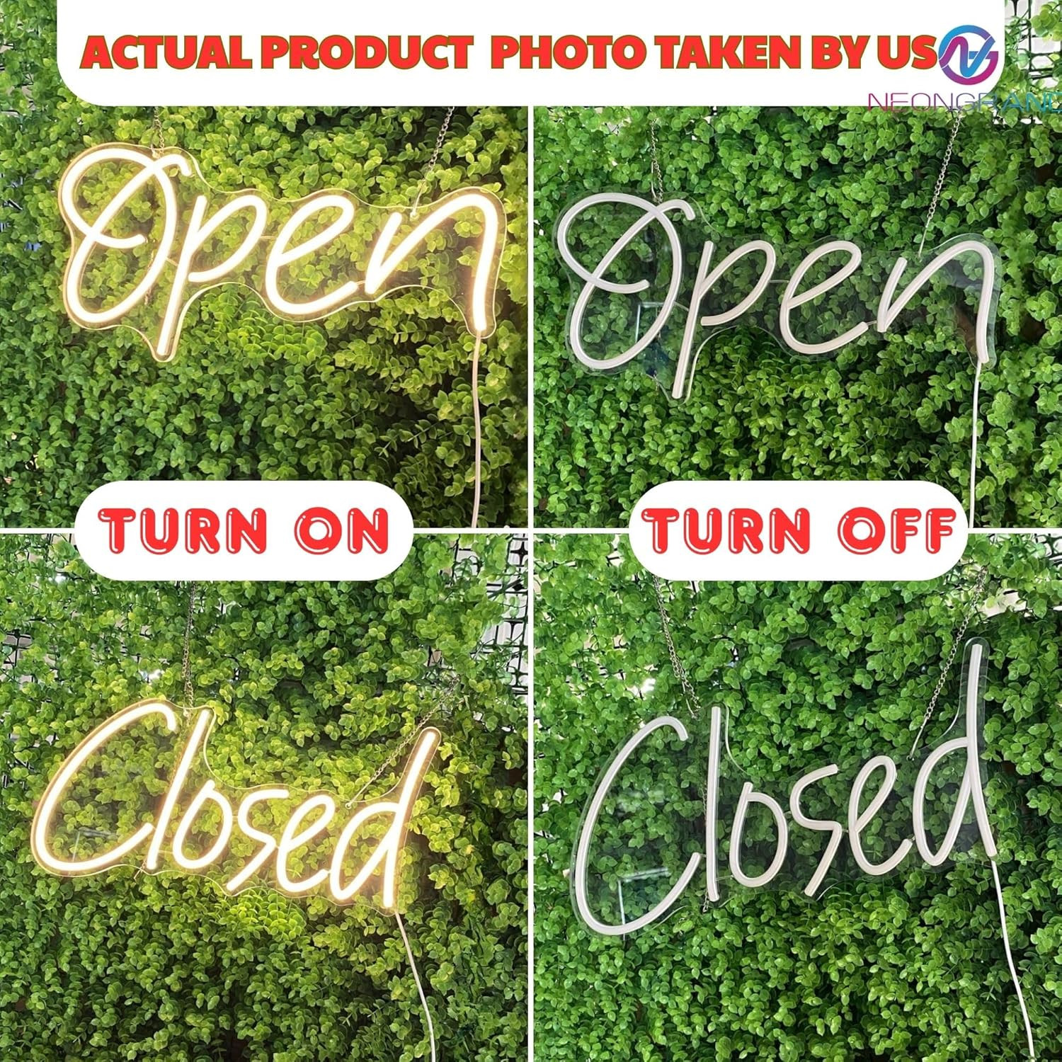 LED Open & Closed Sign Set – USB Powered Light for Business Display, 2 Packs
