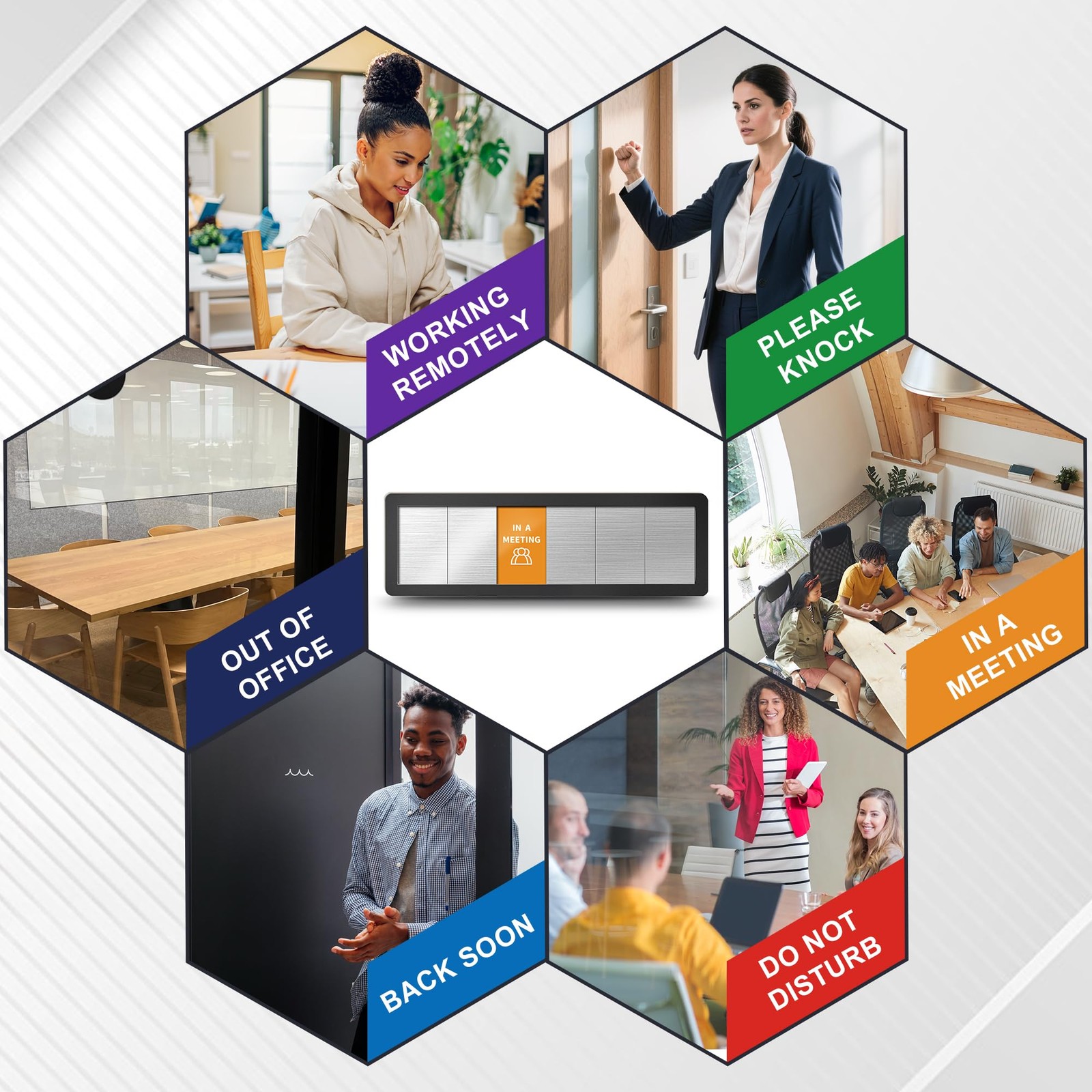 Office Door Signs-Meeting in Progress Door Sign with 6 Options, Do Not Distur…