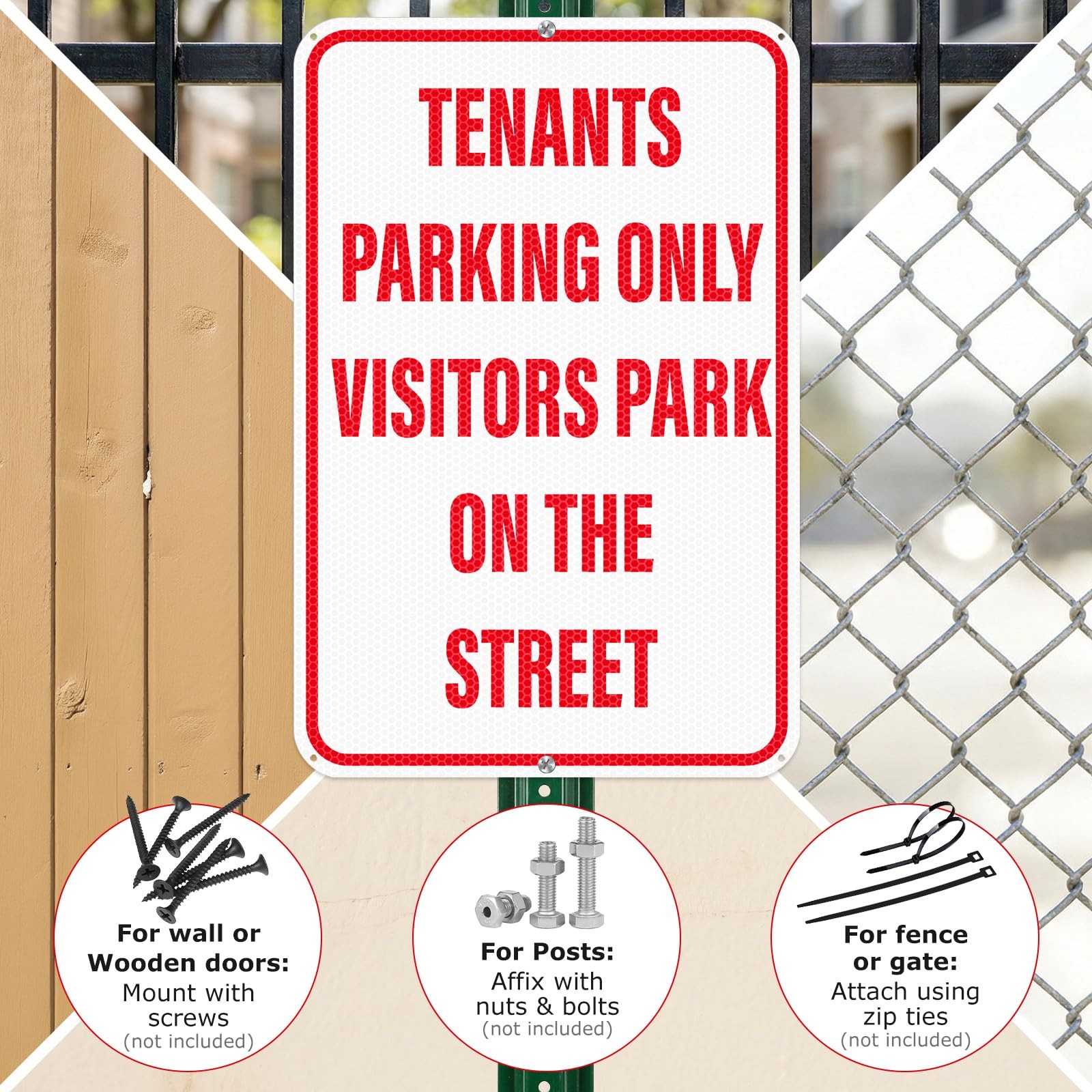 2 Pack Tenants Parking Only Sign Visitors Park On Street 12×18 Inch Aluminum