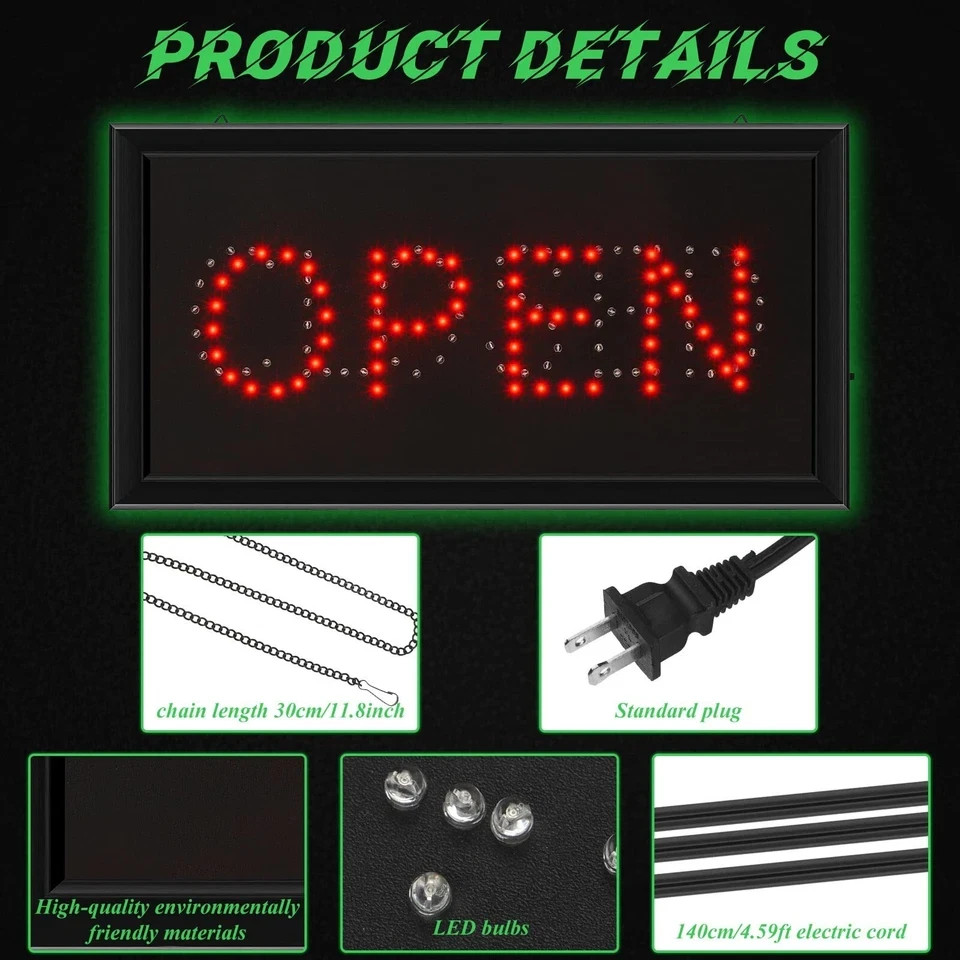 Open Closed Signs for Business LED Open Closed Sign Light Open and Closed Sig…