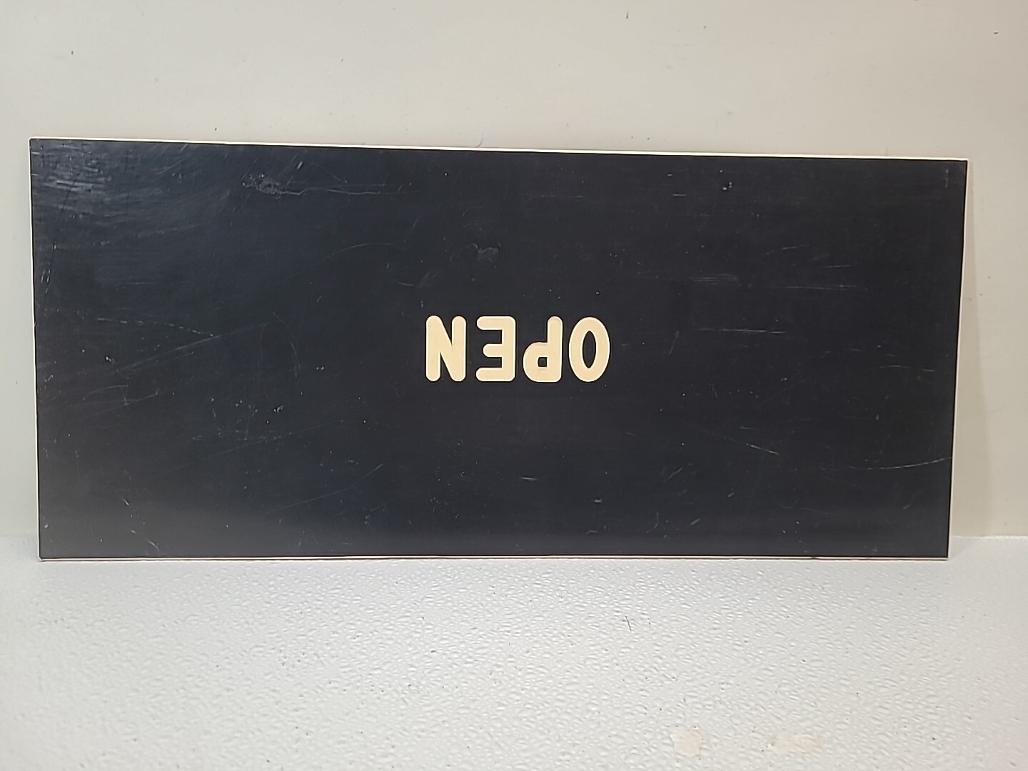 Set of Vintage OPEN / CLOSED White Letters On Black Double Sided 18″ x 8″