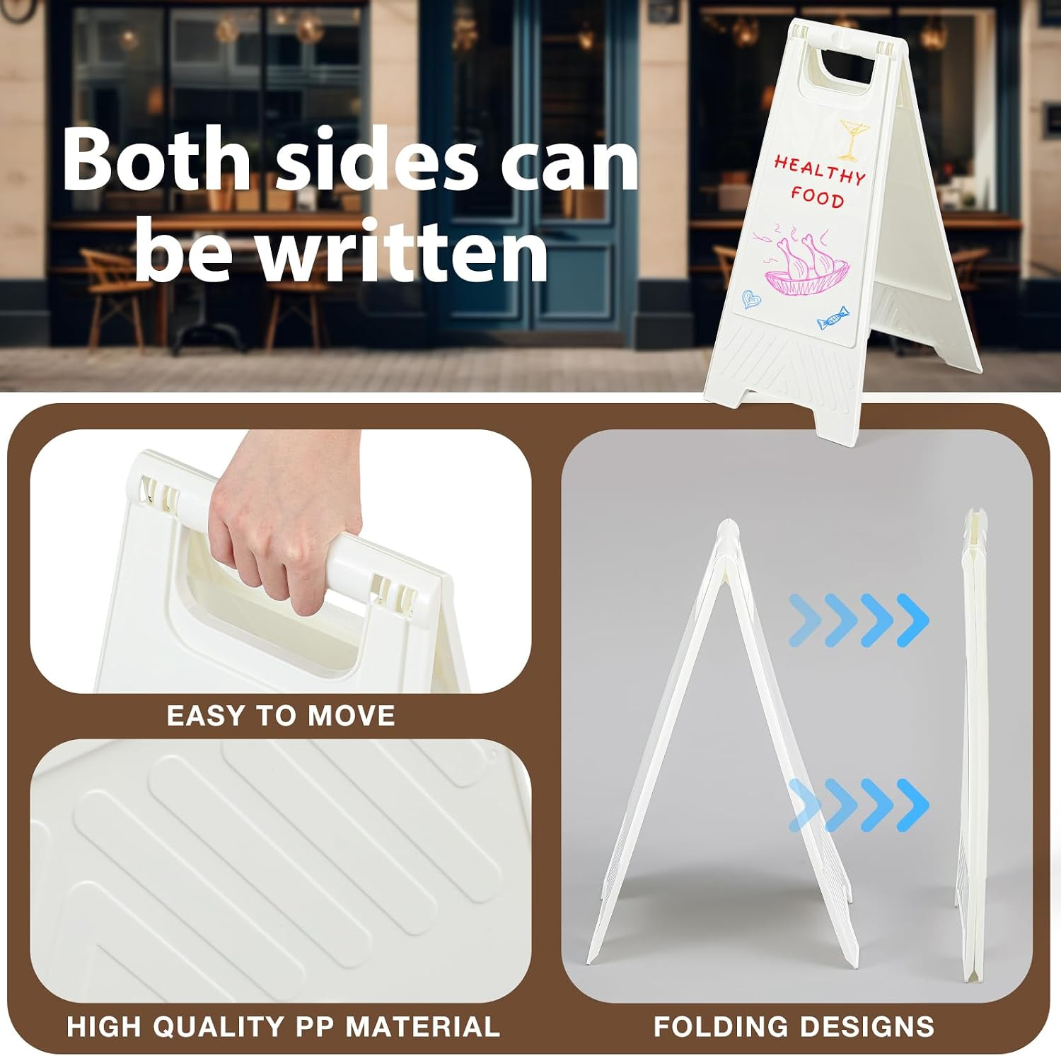 8 Pack a Frame Sandwich Board Sign with Dry Erase Surface, 24 X 12 Inch Double S