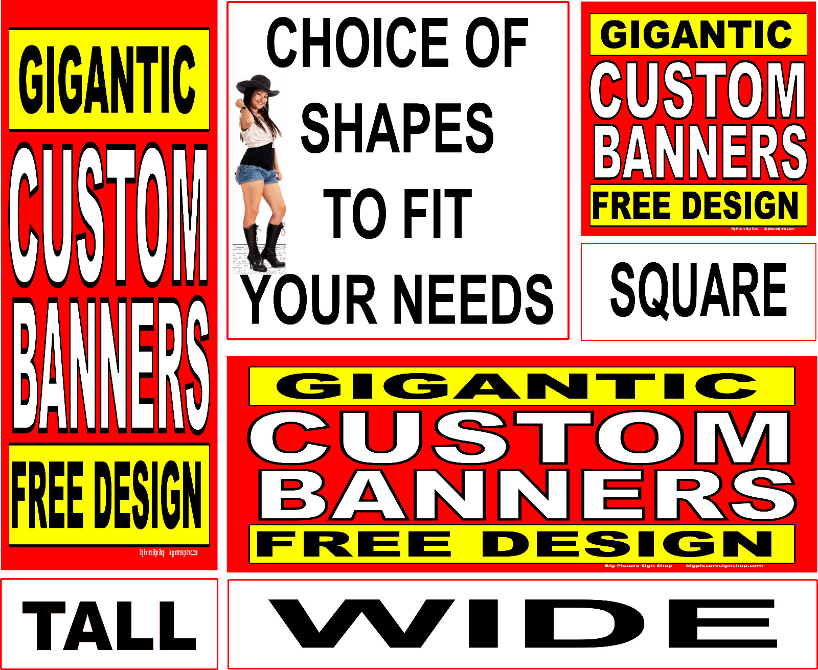 GIGANTIC -HUGE -EXTRA LARGE CUSTOM VINYL BANNERS-3 SHAPES-USA MADE-FAST SHIPPING