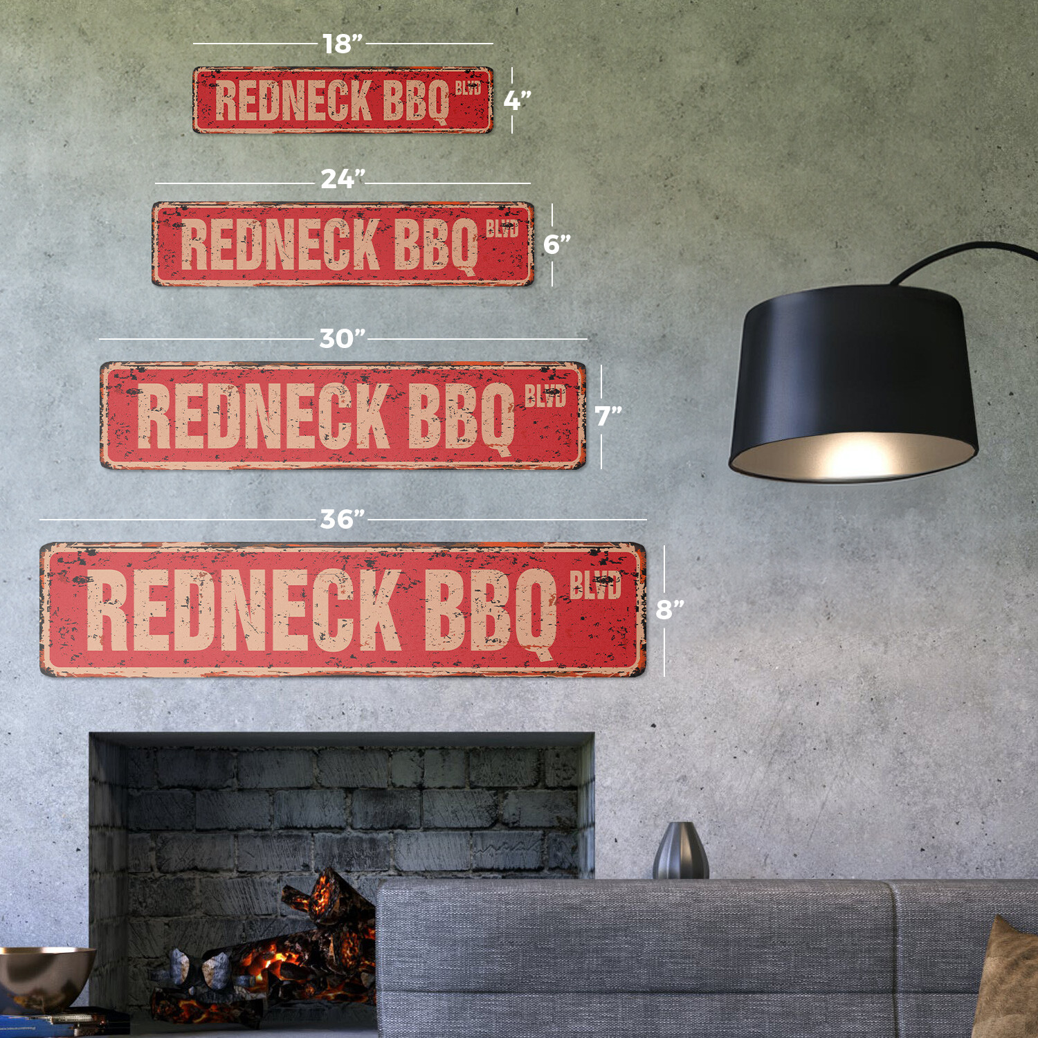 REDNECK BBQ Vintage Street Sign Metal Plastic pulled pork brisket ribs bar-b-que