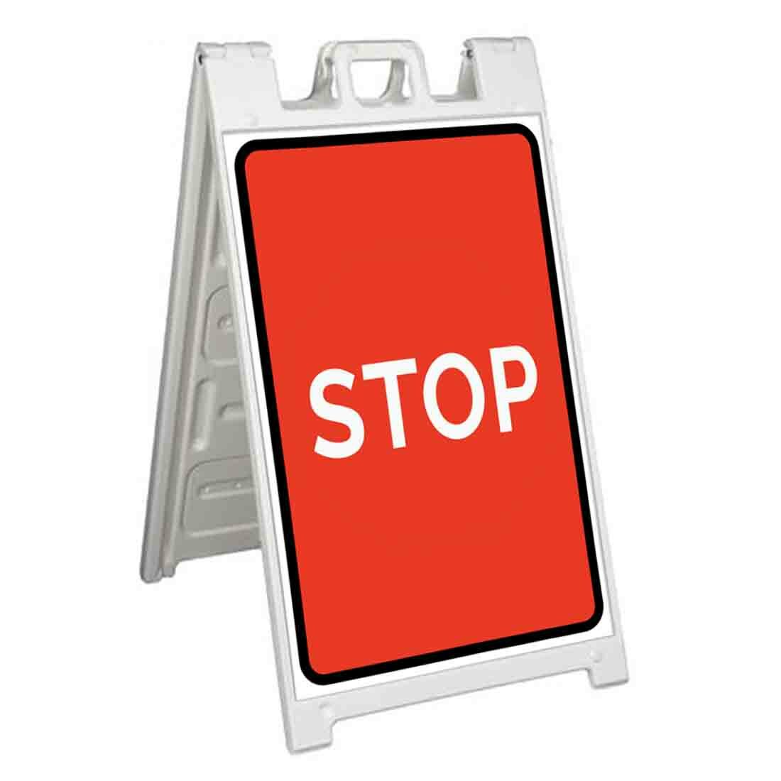 STOP SIGN Signicade 24×36 Aframe Sidewalk Sign Banner Decal ROAD WARNING