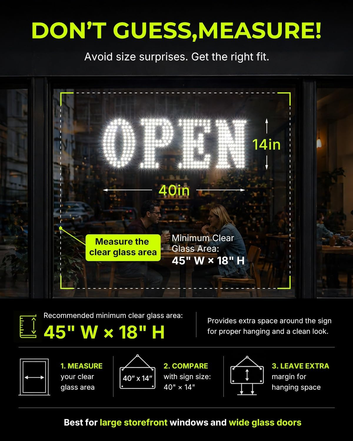 40″X14″ Open Sign, Extra Bright Jumbo Led Open Signs for Business with High