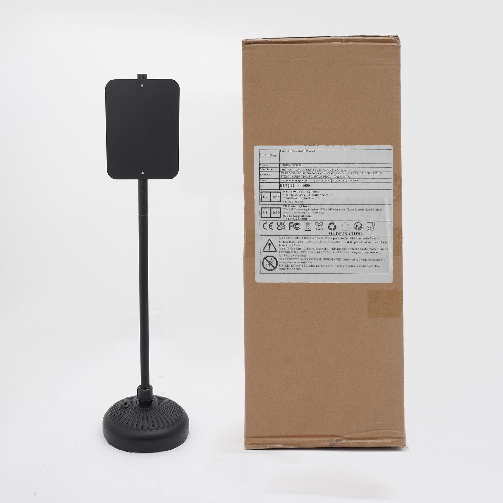 5.25ft Black Dual-Sided Floorstanding Sign Holder Stand with Round Base