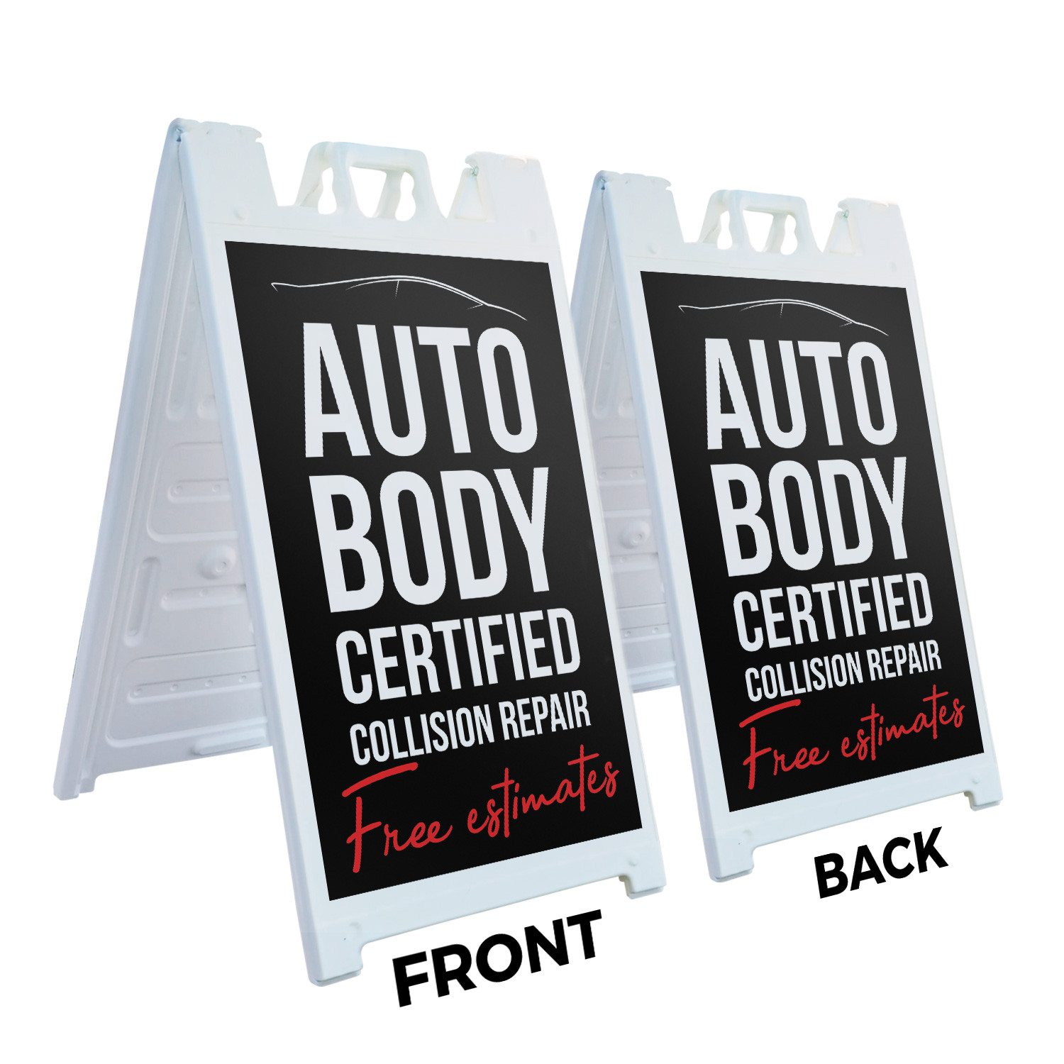 Auto Body Collision Repair Heavy Duty A-Frame Sidewalk Sign Professional Vehicle