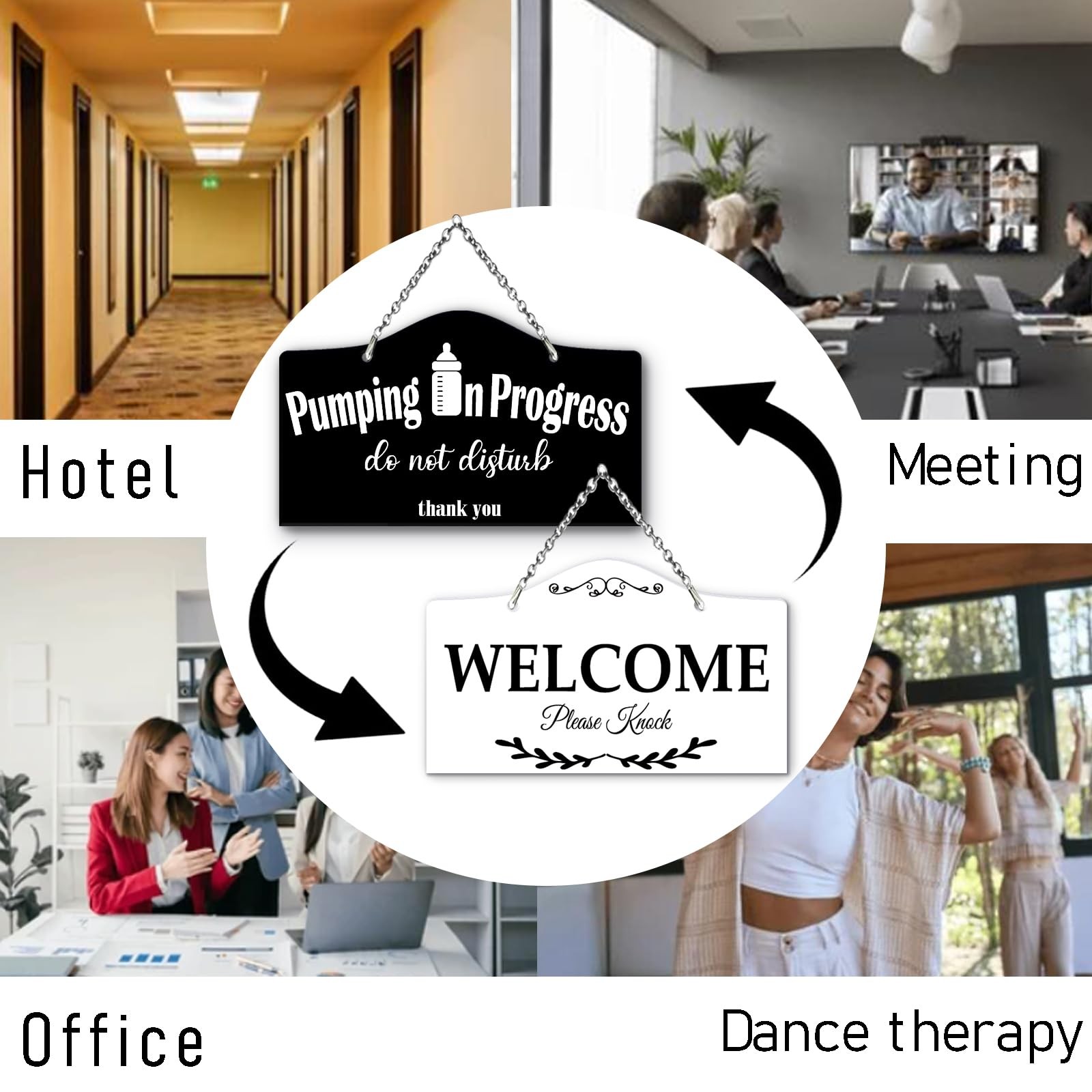 9×5.35 Inch “Pumping in Progress” Hanging Door Sign for Mom’s Privacy