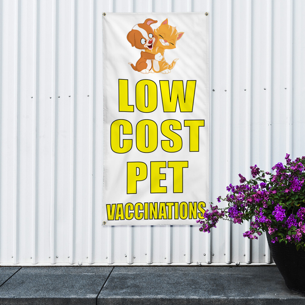 Vertical Vinyl Banner Multiple Sizes Low Cost Pet Vaccination Business Outdoor