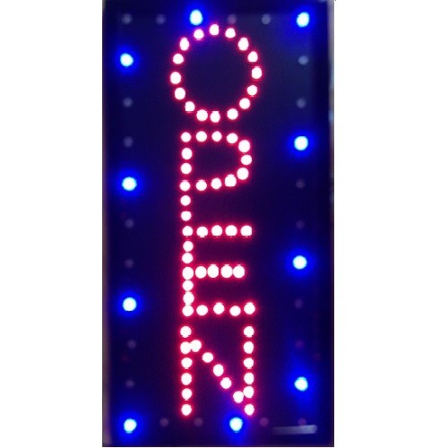 Animated Motion LED Business Vertical Open SIGN +On/Off Switch Bright Light Neon
